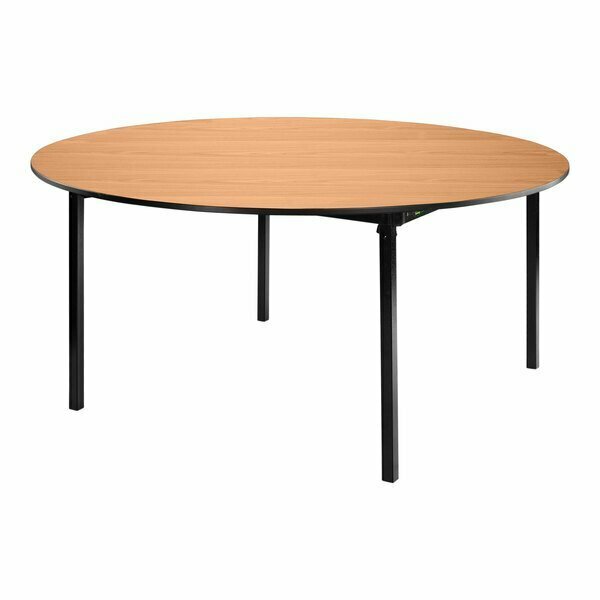 National Public Seating Max Seating 48'' Round Bannister Oak Plywood Folding Table with T-Mold Edge 386M48RDPWOK